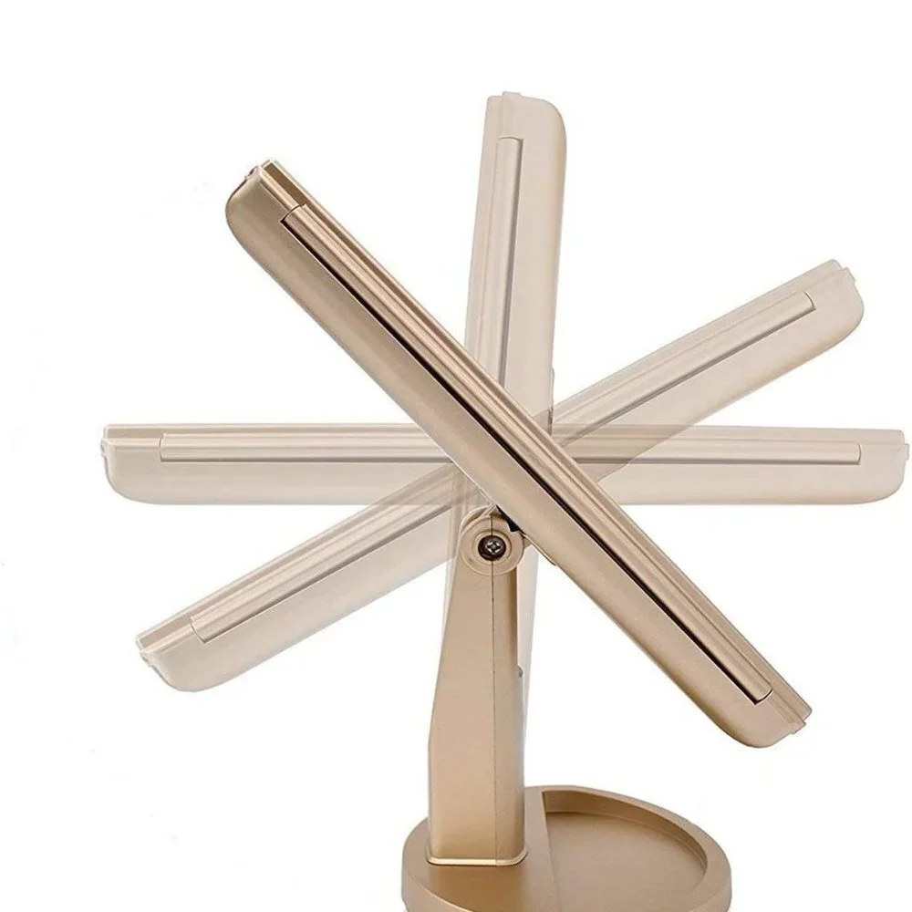 LED Lights Make Up Table Mirror 180 Degrees For Women's - Gold